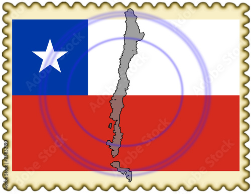 Chile map flag stamp