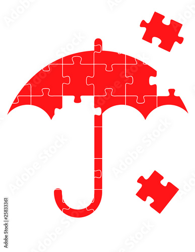Red vector umbrella puzzle background concept