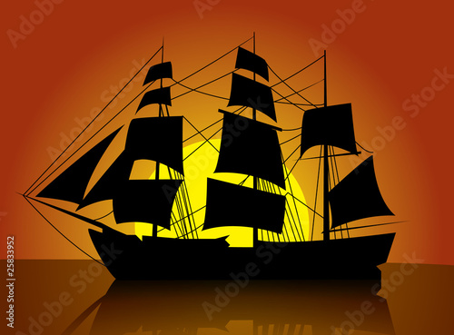 Old ship vector