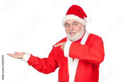 Santa Claus pointing to the outstretched palm of your hand