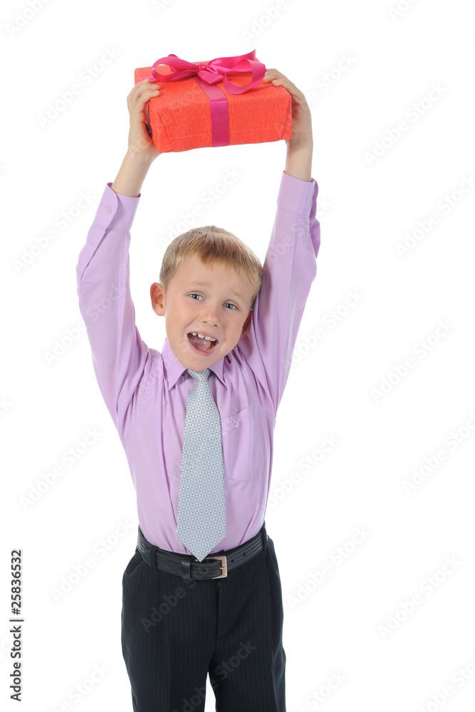 boy holding present box boy holding present box