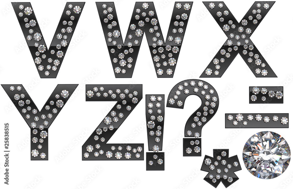 Diamond V-Z letters with punctuation marks Diamond V-Z letters with punctuation marks