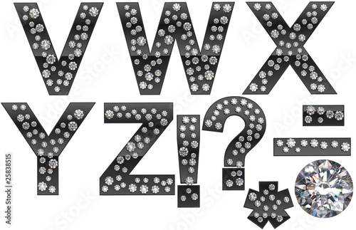Diamond V-Z letters with punctuation marks