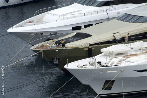 Three luxury yachts in Monte Carlo