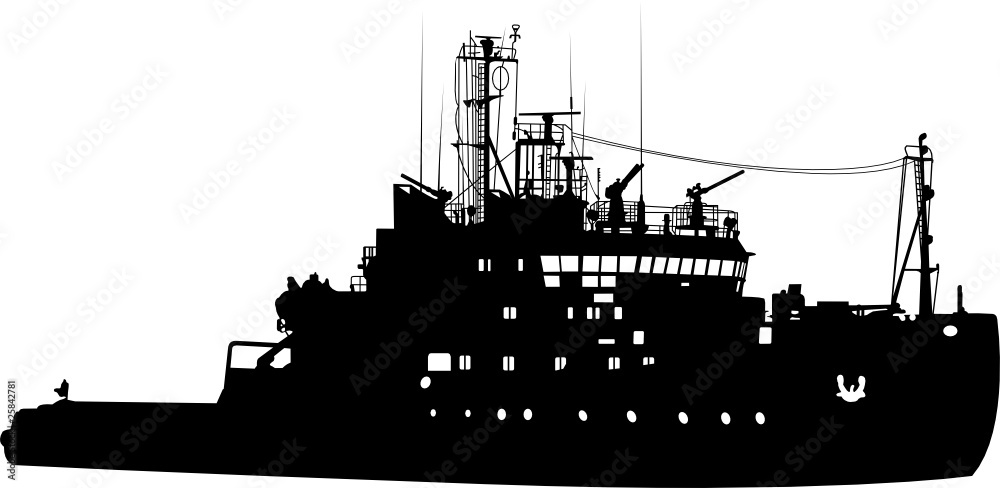 Silhouette of the military ship