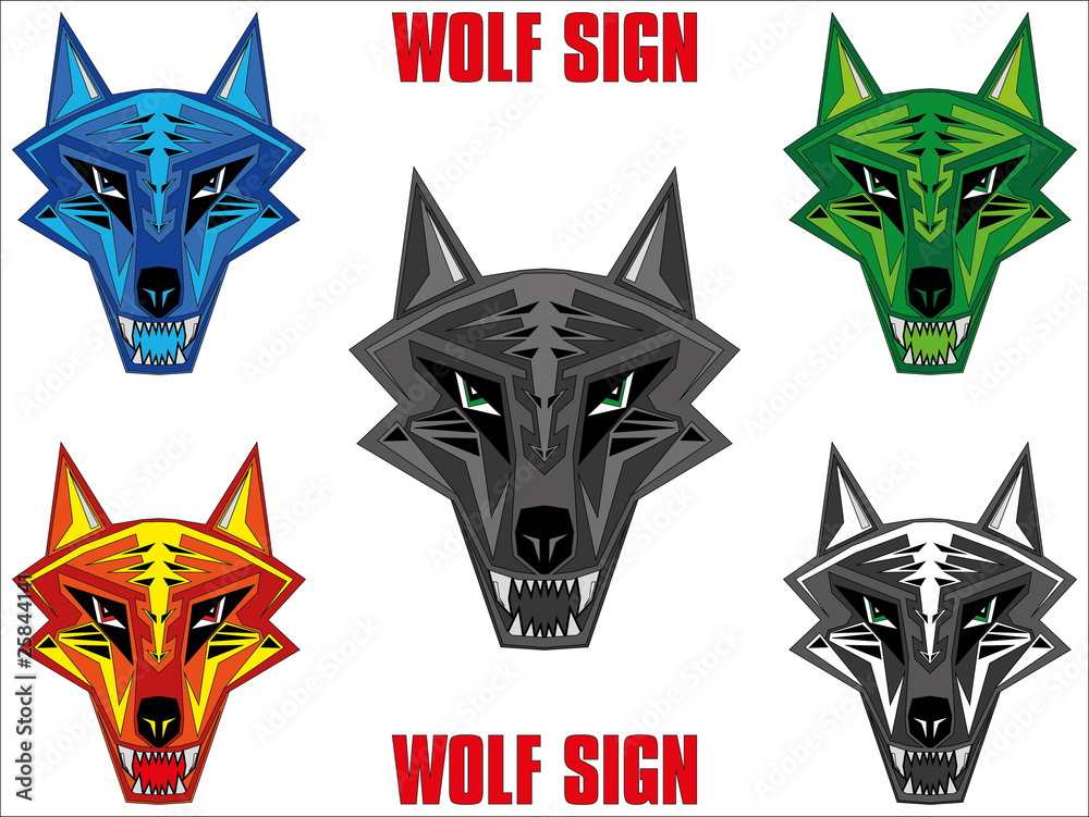 Wolf emblem in sharp futuristic red indian style JPEG