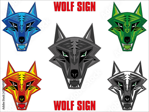 Obraz na płótnie Wolf emblem in sharp futuristic red indian style JPEG w salonie