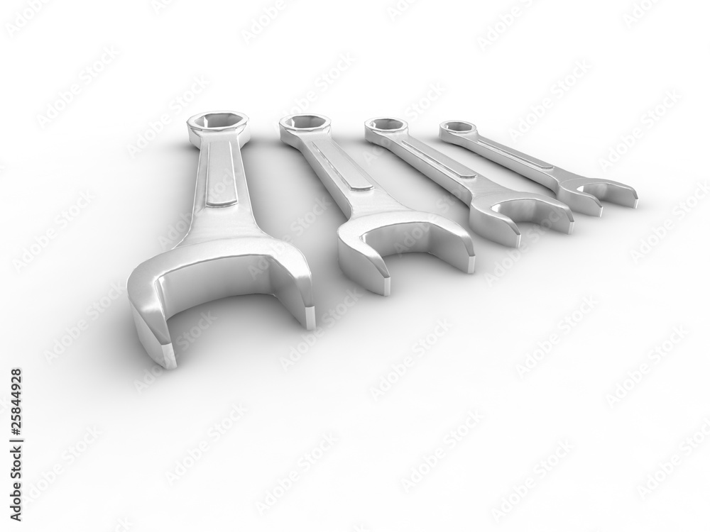 Set of spanners isolated on white background Set of spanners isolated on white background