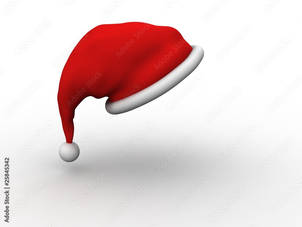 Santa Claus hat isolated on white background with shadow Santa Claus hat isolated on white background with shadow