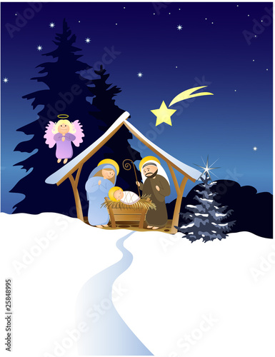 Christmas nativity scene with Holy Family