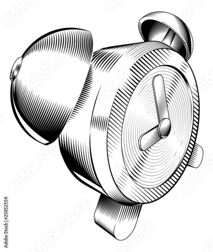 black and white alarm clock
