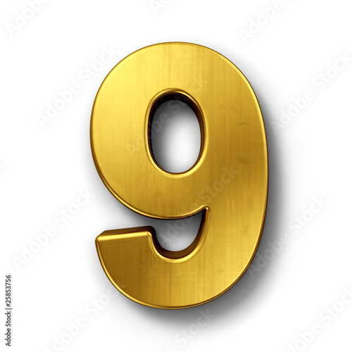 The number 9 in gold