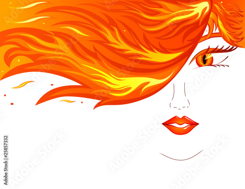 Woman face with fire hair