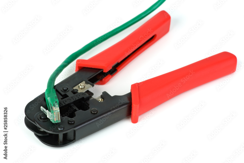 Crimping cutting tool and green patchcord Crimping cutting tool and green patchcord
