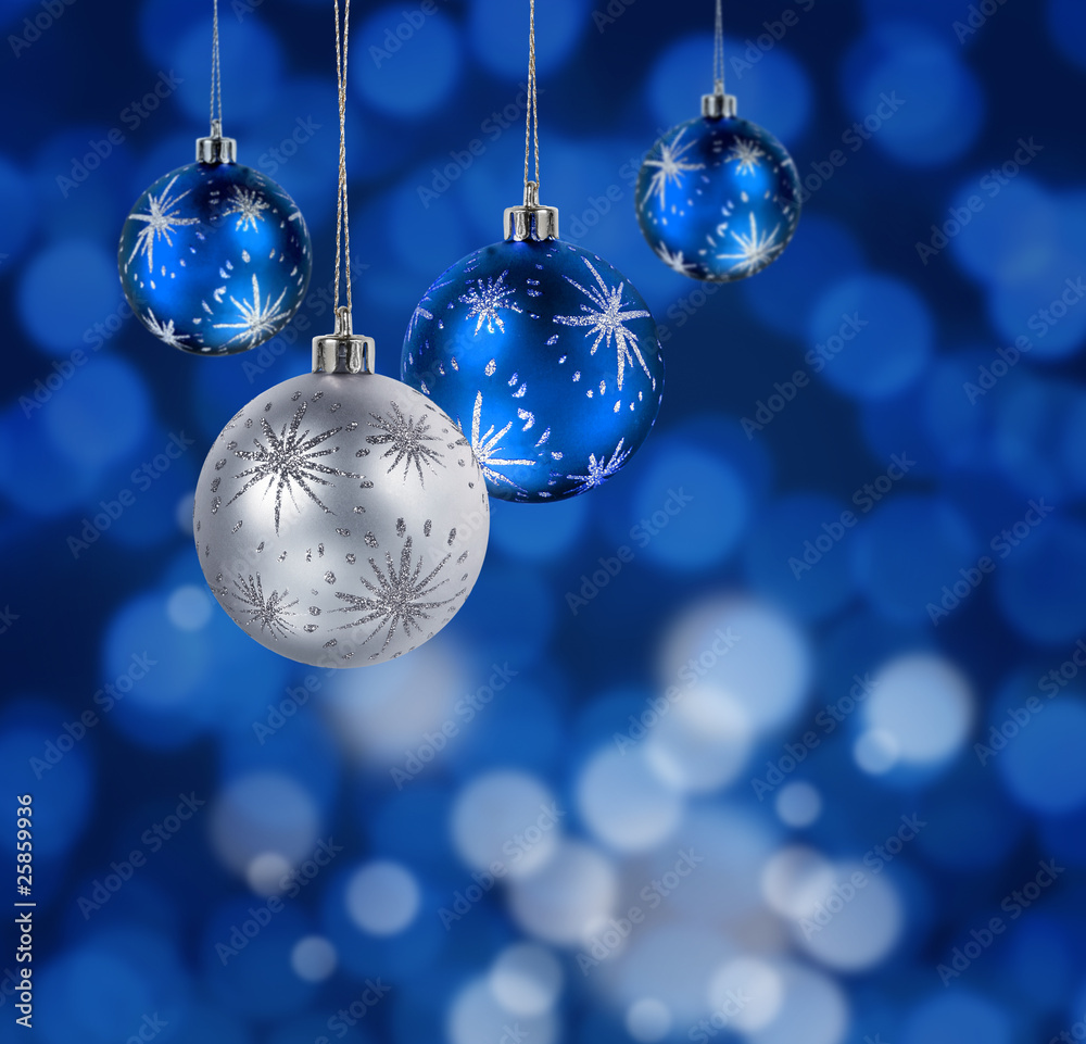 Fototapeta premium Blue christmas balls