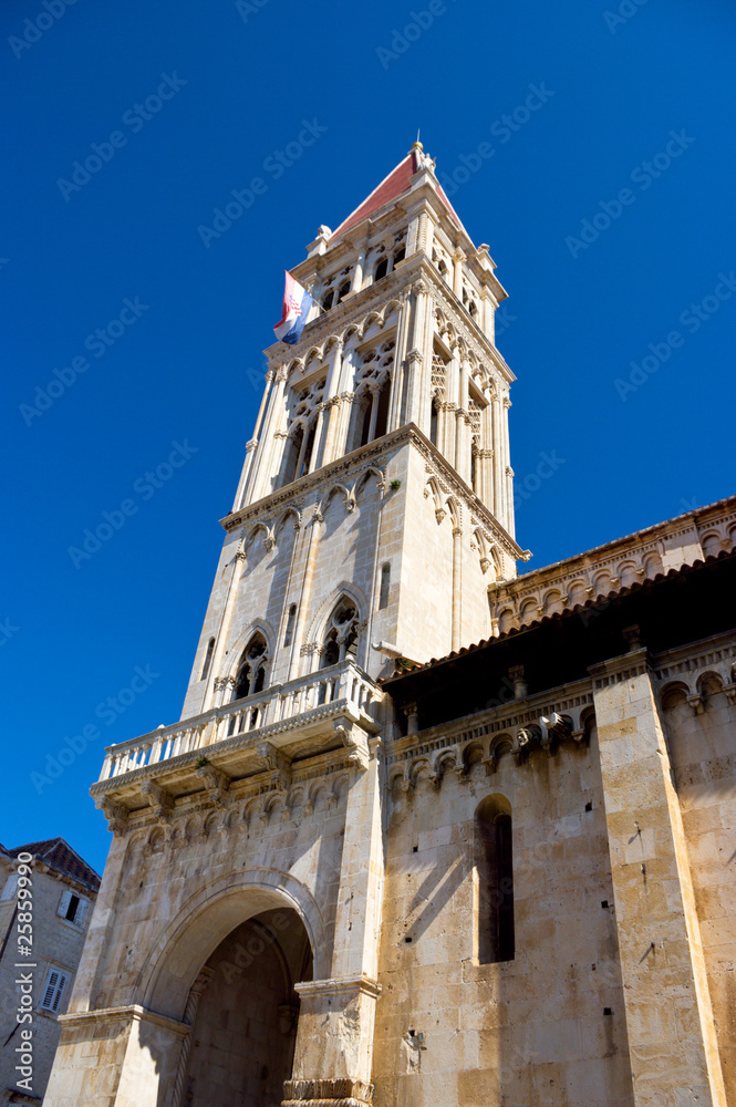 Fototapeta premium The bell tower of the cathedral city of Trogir