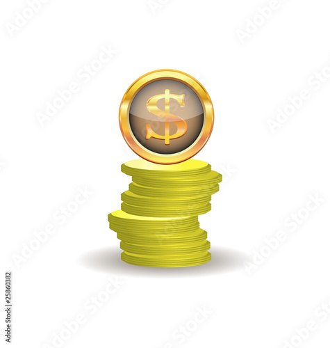 Golden coins with dollar symbol