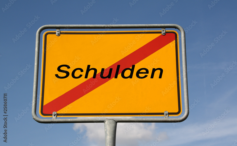 Verkehrsschild Schulden