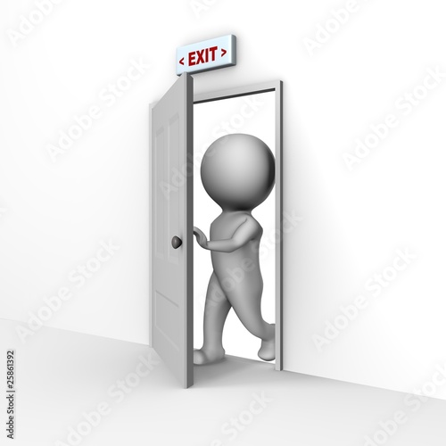 Human entering through the door - a 3d image