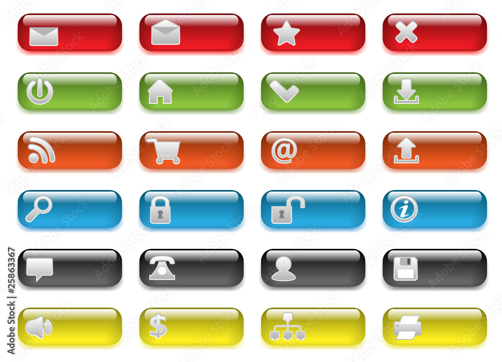 Set of shiny multicolored web buttons Set of shiny multicolored web buttons