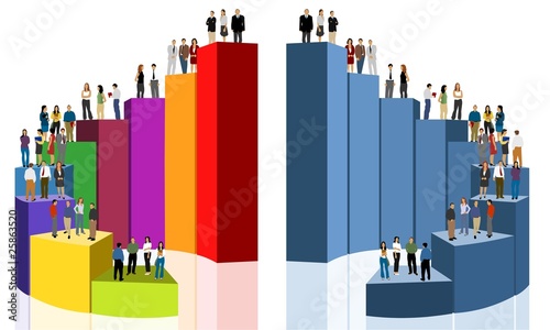 group of business people over chart