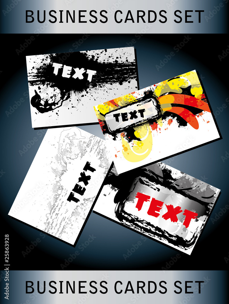 Grunge Business Cards Set with back sides
