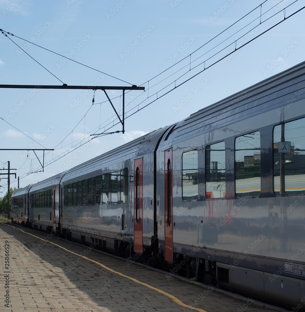 Passenger train on a station platform