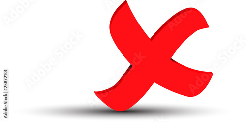 3d glossy red wrong sign