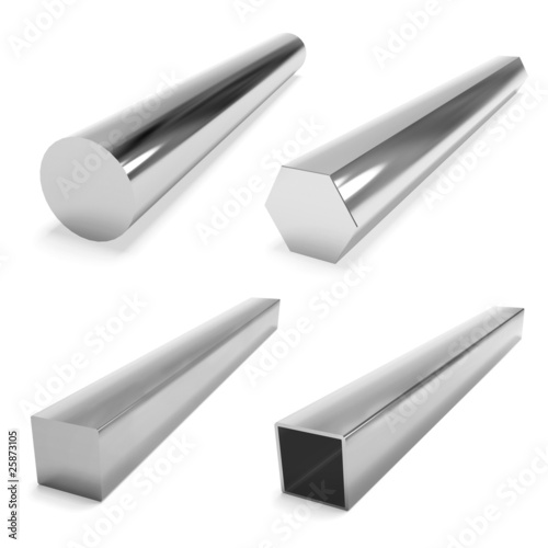 four stainless steel blocks on the white