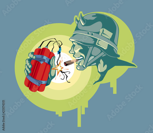 The soldier with an explosive.