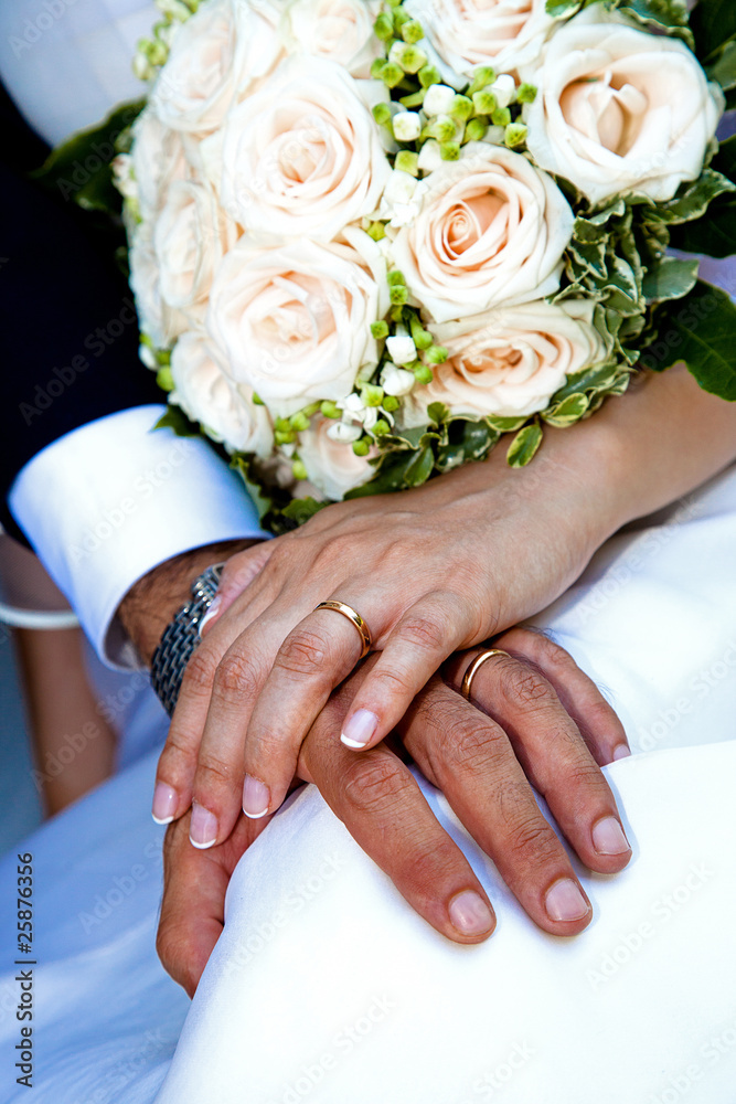 Bride and Groom Hand with Wedding Ring Bride and Groom Hand with Wedding Ring
