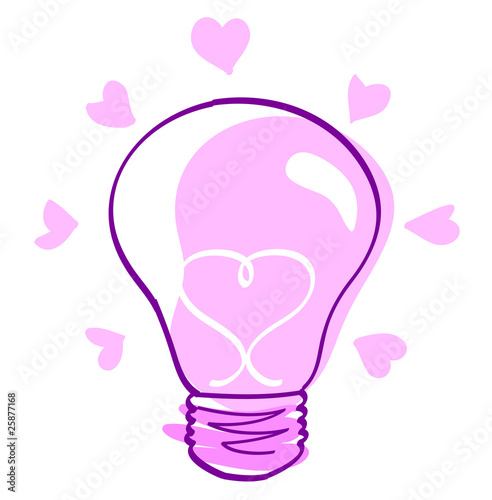 Idea: lampadina accesa rosa con cuore photo