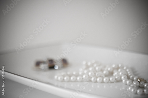 white pearls in white tray