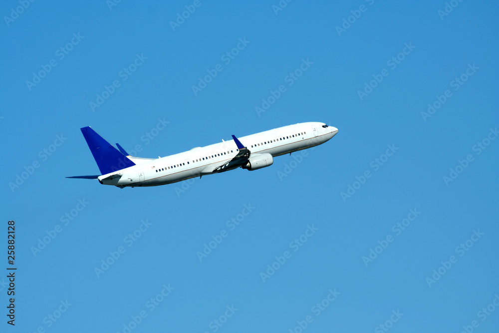 Passenger jet plane taking off