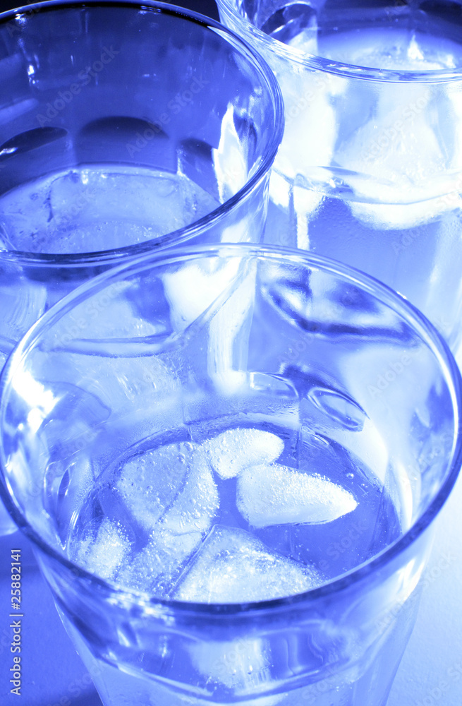 Glasses with liquid and ice Glasses with liquid and ice
