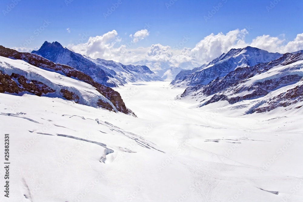 Great Aletsch Glacier Jungfrau region,Swiss Alps at Switzerland.
