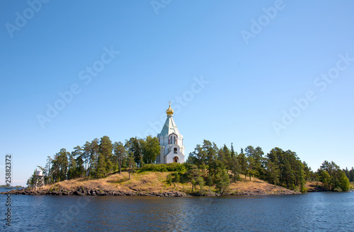 Ladoga lake. Island Valaam. Beautiful churches.
