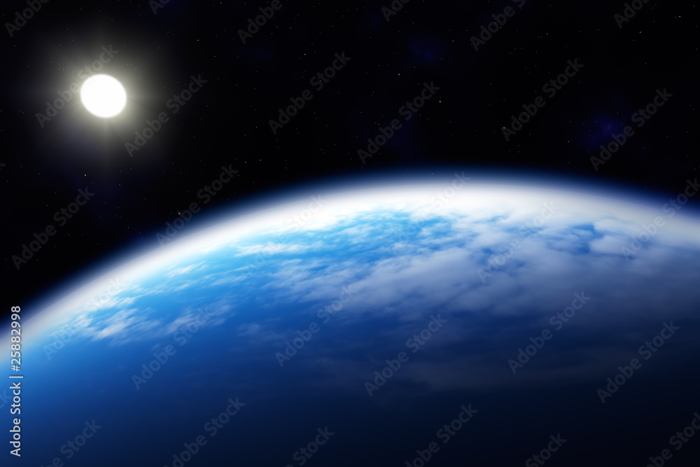 Fototapeta premium nördlicher Bereich der Erde, Arktis, mit Sonne im Hintergrund