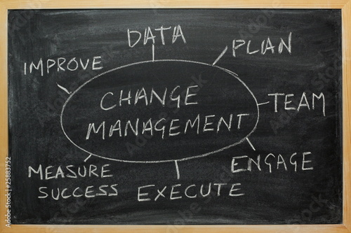 Fototapeta Naklejka Na Ścianę i Meble -  Change Management Process Diagram on a blackboard