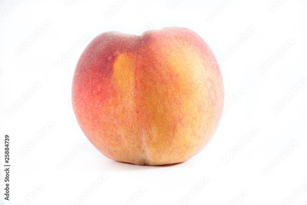 Single fresh peach on a white isolated background Single fresh peach on a white isolated background