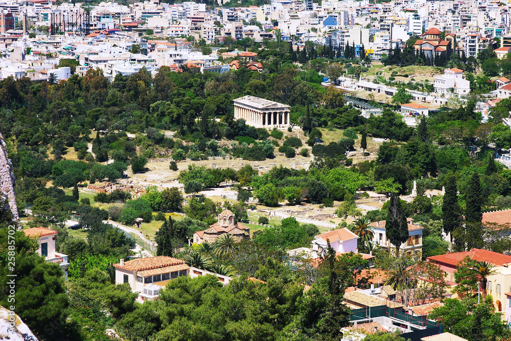 View from the Acropolis to the Teseyon in Athens, Greece