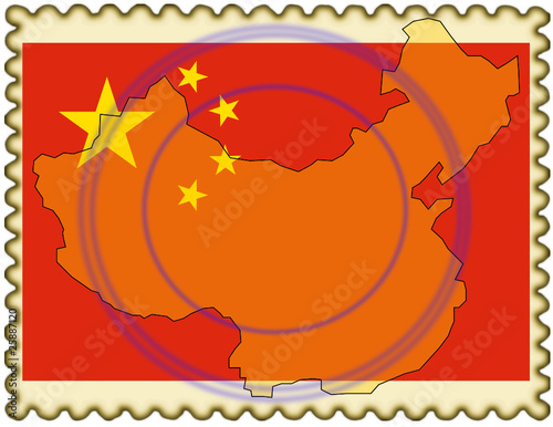China mainland map flag stamp