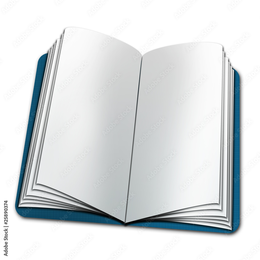 Open book with blank pages isolated on white background Open book with blank pages isolated on white background