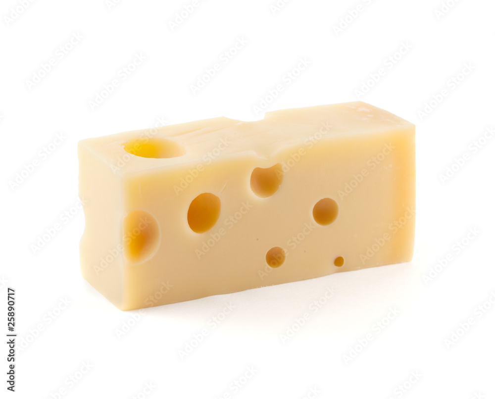 Piece of cheese with holes Piece of cheese with holes
