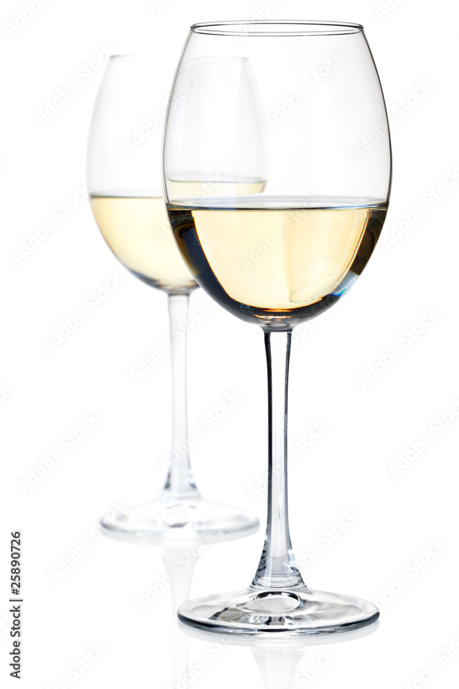 Two white wine glasses