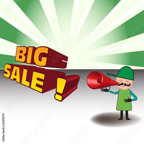 Man announcing a big sale