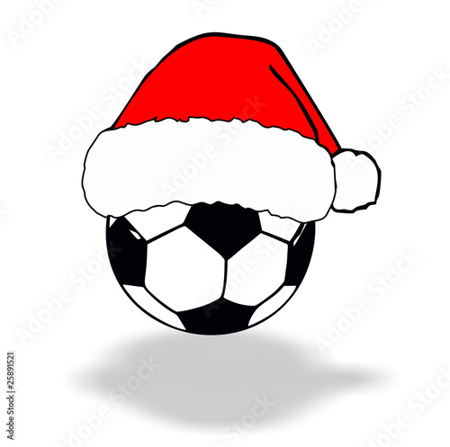 Fußball mit weihnachtsmütze