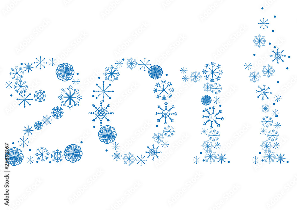 New year made of snowflakes