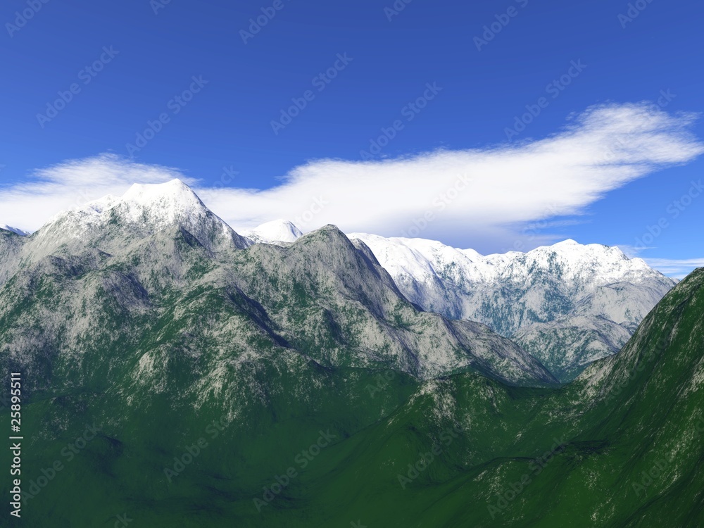 Fototapeta premium Schöne Berglandschaft mit schneebedeckten Gipfeln