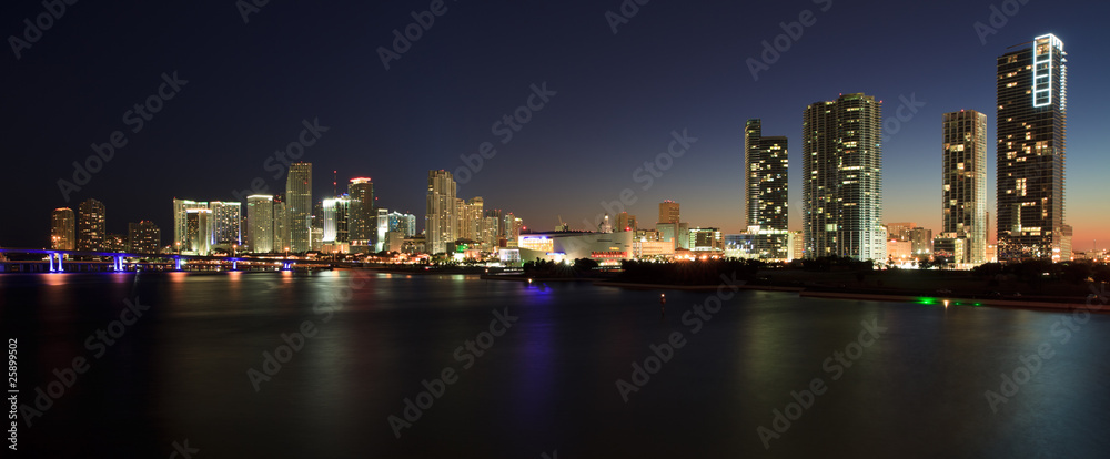 Downtown Miami Panorama at Dusk